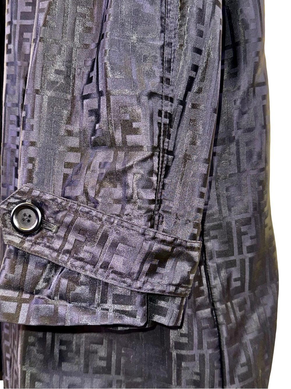 FENDI ZUCCA MONOGRAM BLACK TRENCH COAT - Picture 4 of 8